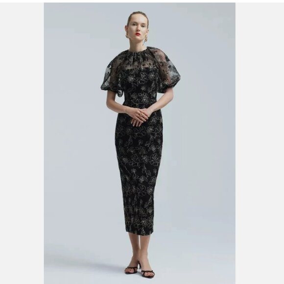 Lela Rose Corded Rose Tulle Naomi Midi Dress - Picture 1 of 9